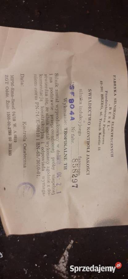 Silnik elektryczny 3fazowy 055kw łódzkie Swolszewice Duże