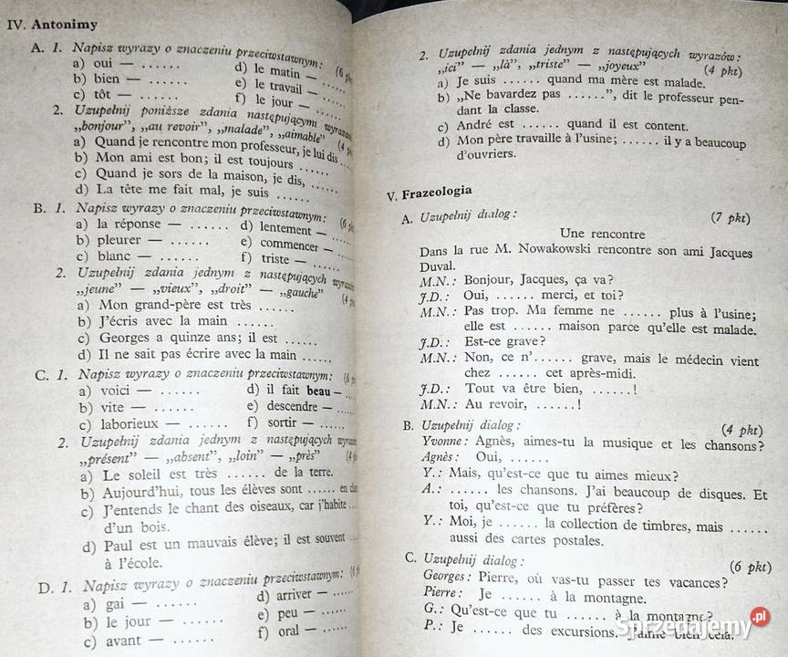 Testy w języku francuskim Jan Duliniec lubelskie Chełm