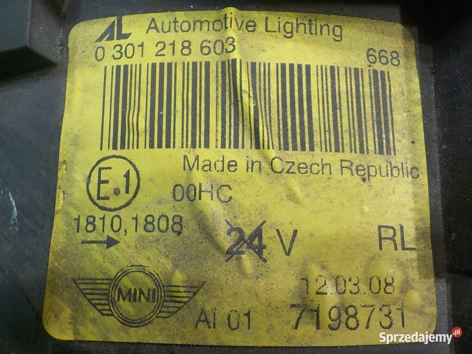 MINI COOPER ONE S I 16 B 08r CABRIO 2D lampa Suków