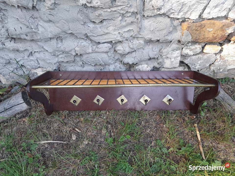 Stara półka i wieszak zabytek PRL retro vintage śląskie