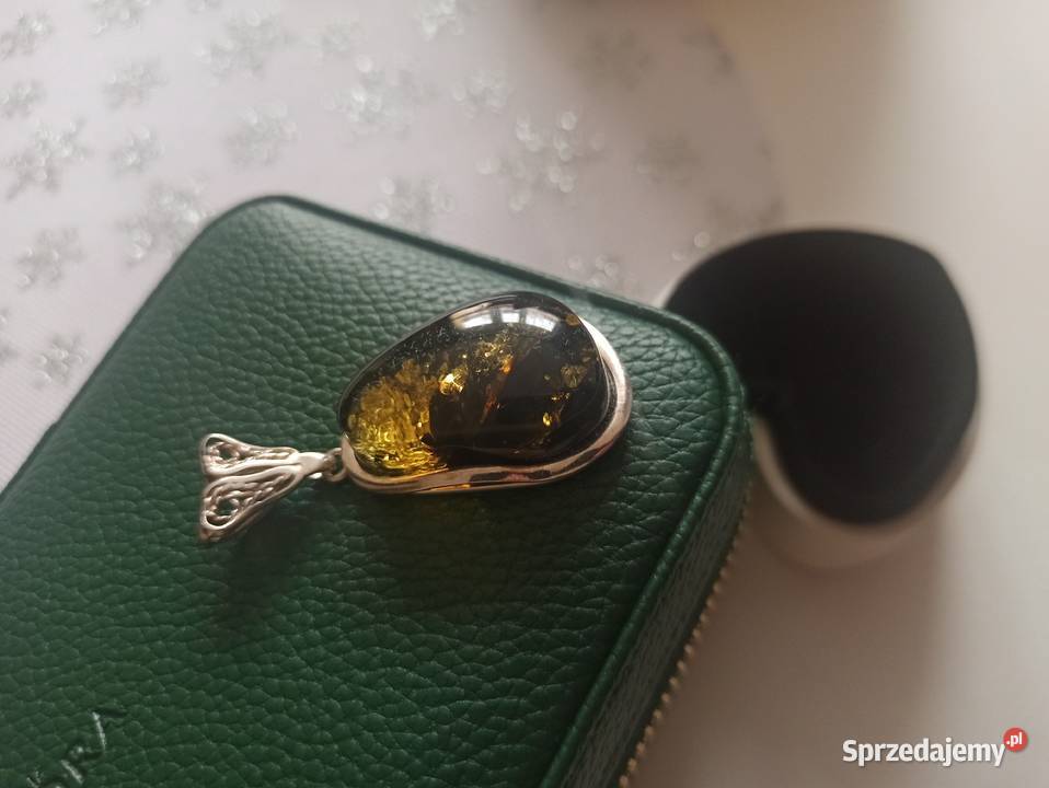 Wisior bursztyn naturalny oprawiony w srebro mazowieckie Warszawa