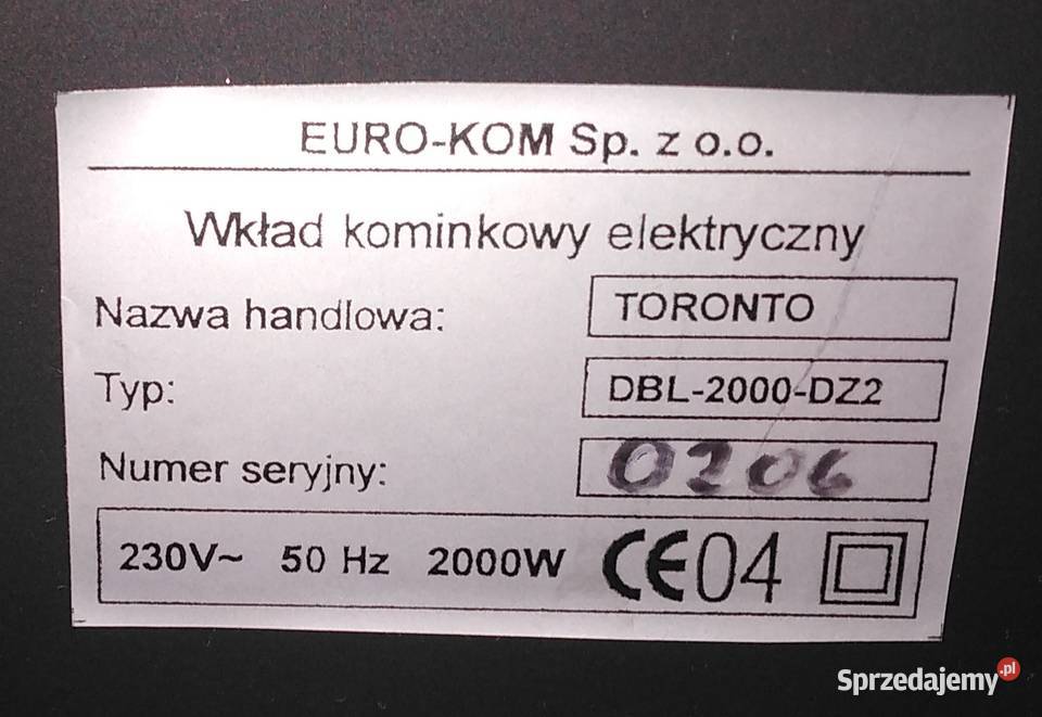 Kominek elektryczny 2000W w stanie Bydgoszcz