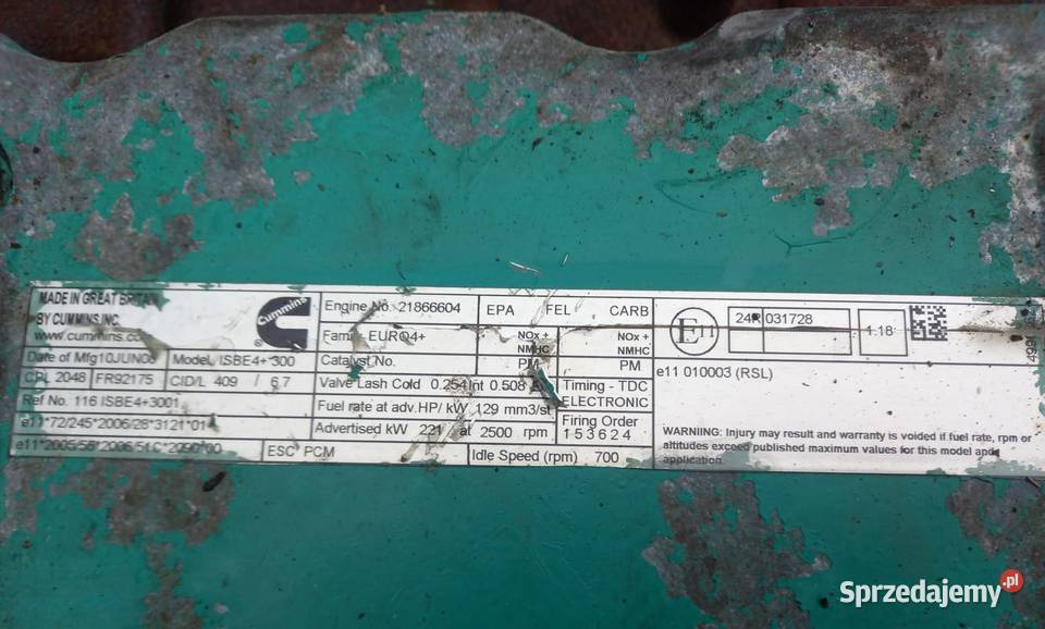 Silnik DAF Cummins 67 L 300 Myszyniec