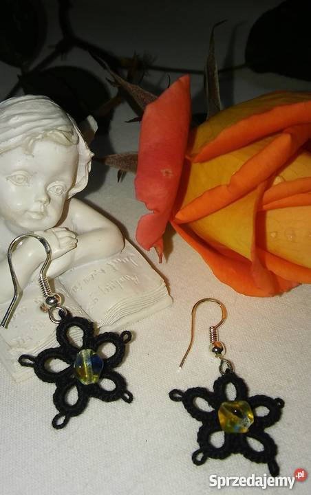 Kolczyki Frywolitkowe Wiśniowa sprzedam