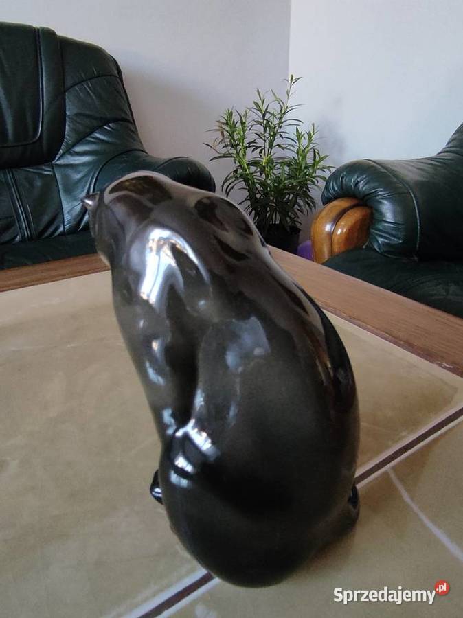 Figurka porcelanowa Czarną pantera LFZ Łomonosow Janów Lubelski