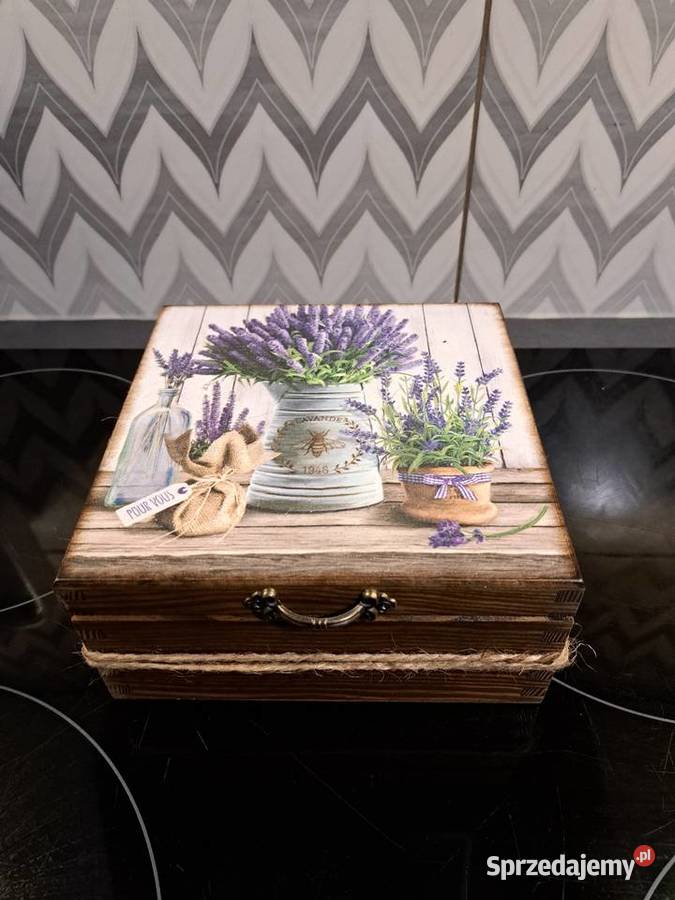 Szkatułka lawenda handmade decoupage