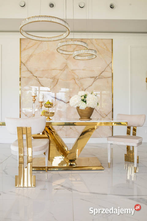 Krzesło Designerskie EMPIRE Beżowe Welurowe Warszawa