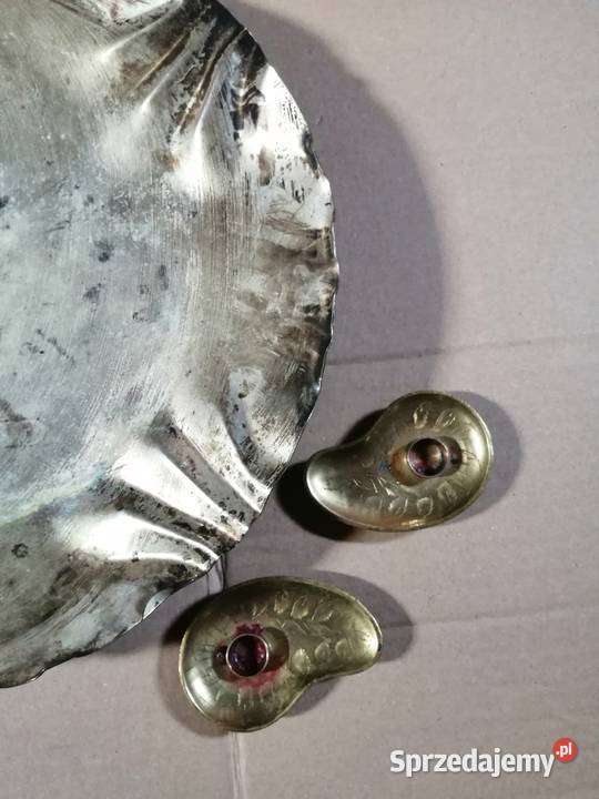 Talerz podstawa ozdoba metal świecznik taca wielkopolskie Wyskoć