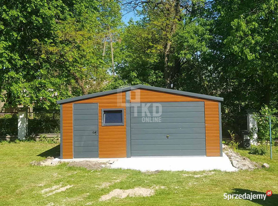 Garaż Blaszany 6x5 Brama uchylna jasny orzech 3x wielkopolskie Gniezno