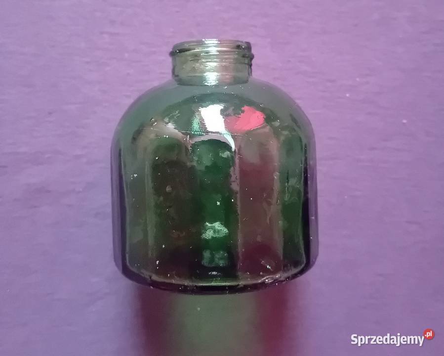 Zabytkowy kałamarz flakon na atrament zielone Koźminek