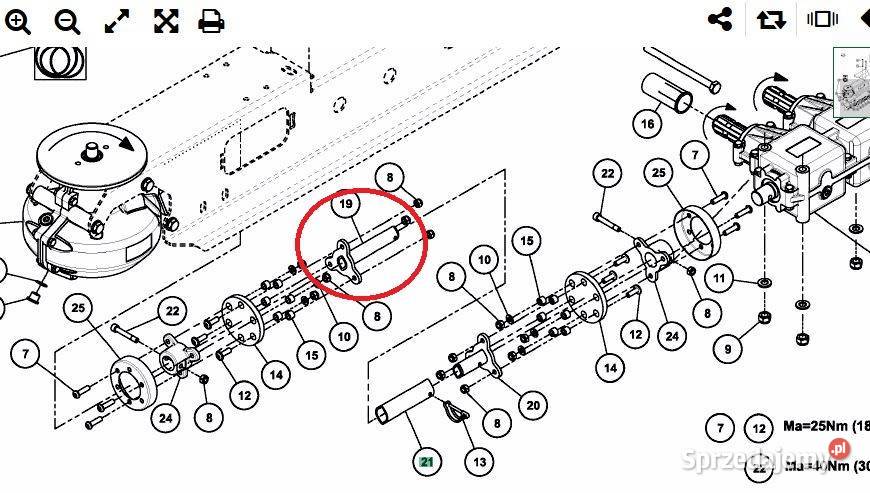 Wałek wewnętrzny napędu Kverneland Vicon Exacta dolnośląskie Miłocice