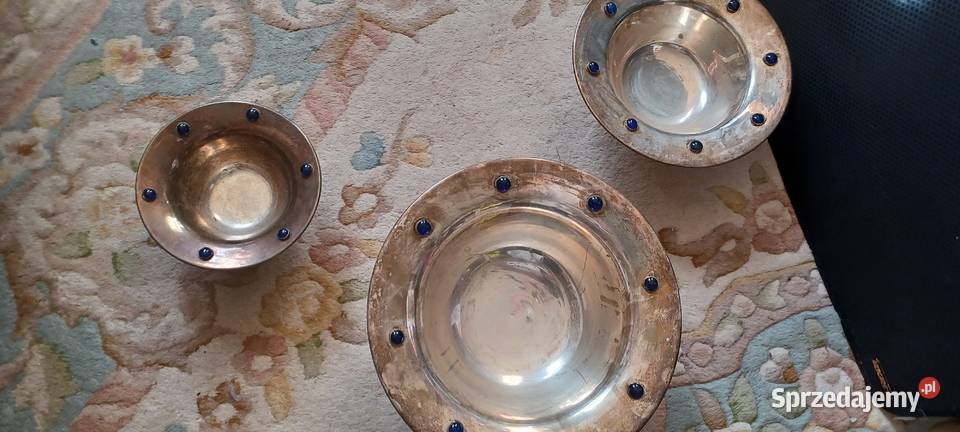 zabytkowe posrebrzane misy indyjskie Poznań