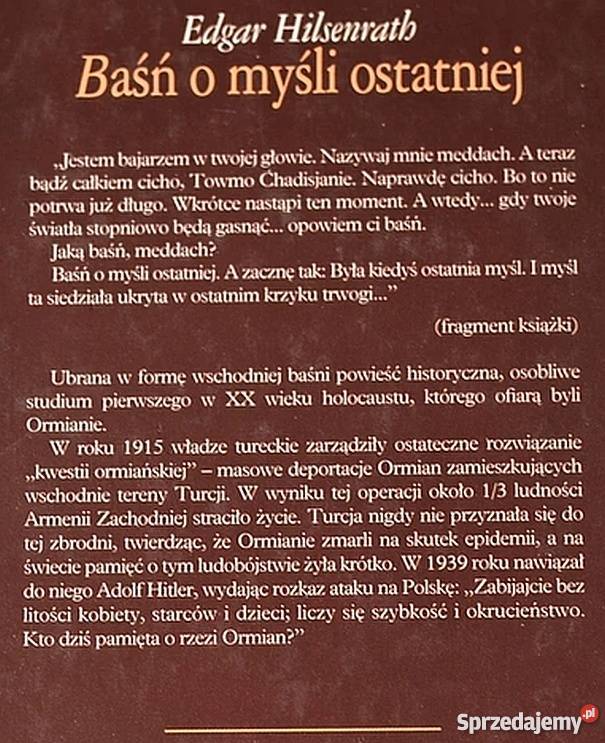 BAŚŃ O MYŚLI OSTATNIEJ HILSENRATH EDGAR Rok wydania 2005 Sandomierz