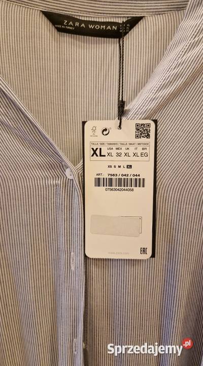 Długa sukienka koszulowa nowa z metką Zara XL z dekoltem Lublin