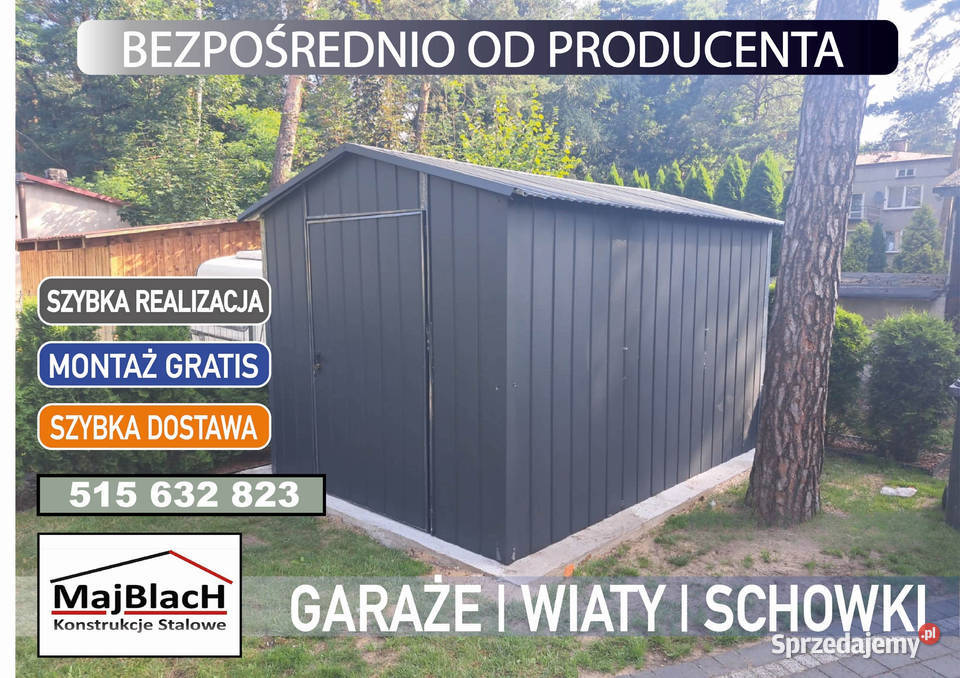Duży Garaż Blaszany ZŁOTY DĄBDREWNOPODOBNY Międzyrzecz