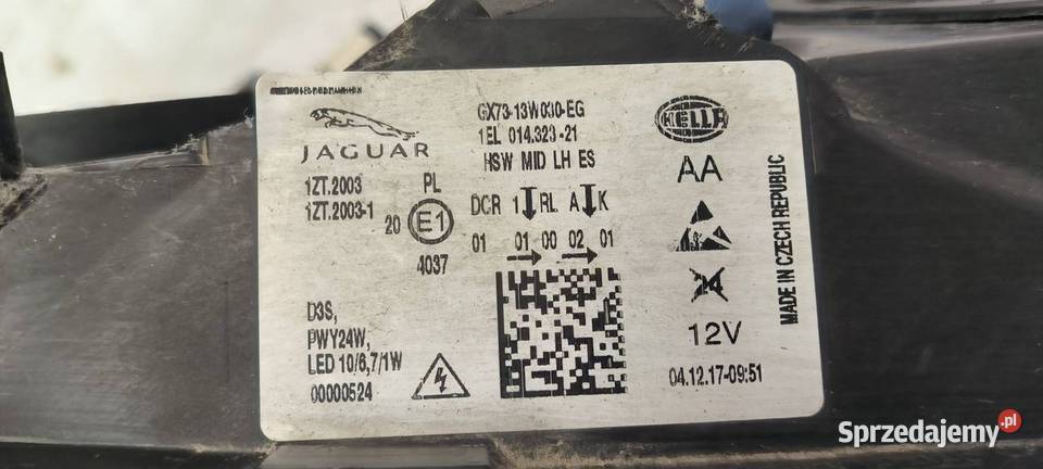 LAMPA LEWA PRZÓD JAGUAR XE X760 20 D Lipno