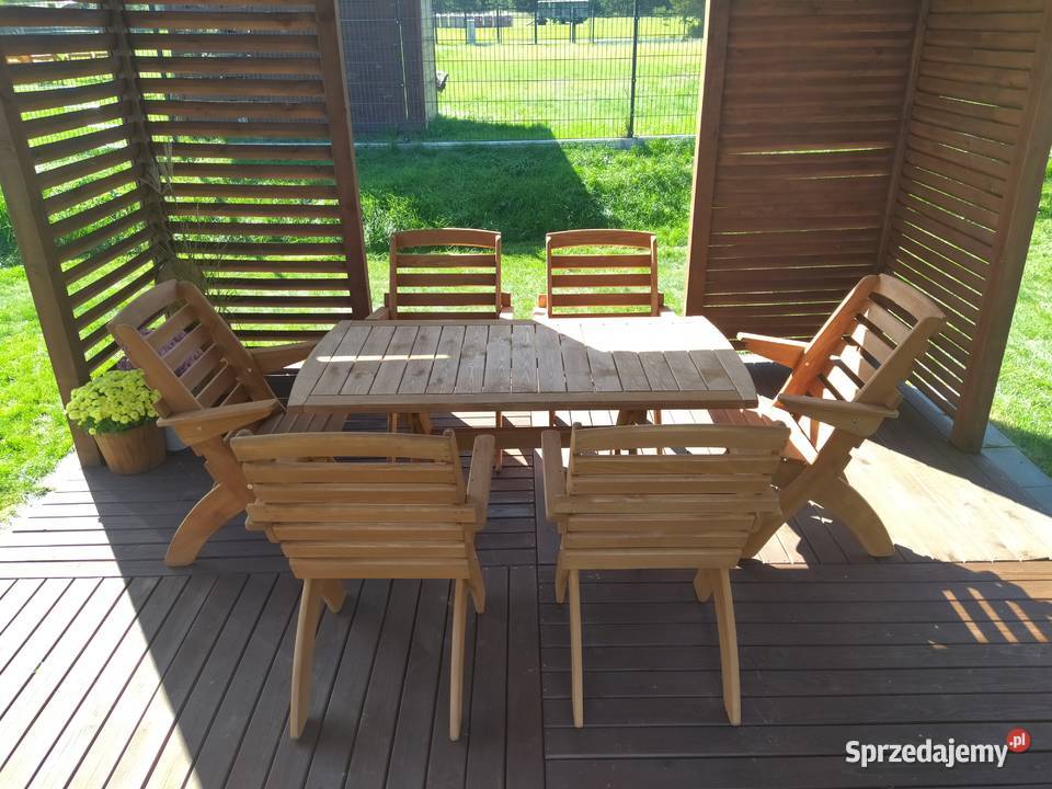 Meble ogrodowe drewniane składane typ X Kalety
