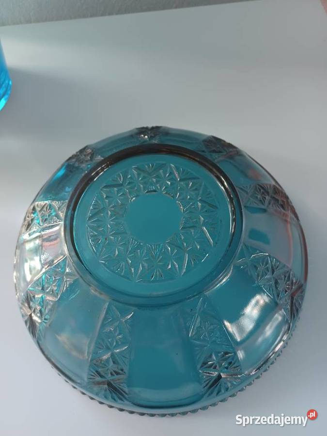 Piękna stara szklana misa Hortensja kolor Łódź