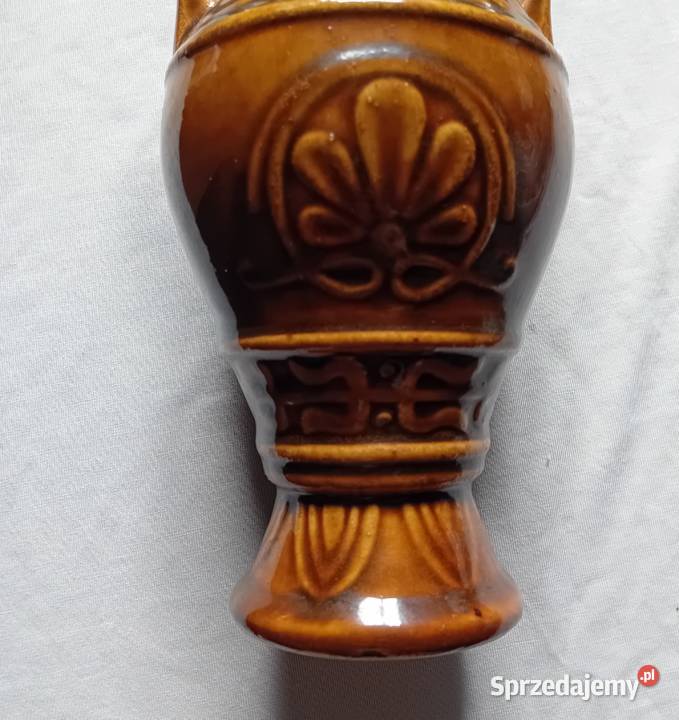 Ceramiczny szkliwiony wazon amfora z okresu PRL Koźminek