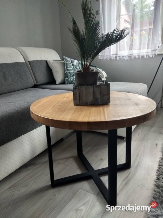 Stolik kawowy 70 dąb okrągły nowoczesny loft mazowieckie Warszawa