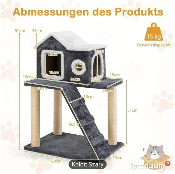 Wielopoziomowe drzewo kota stabilna konstrukcja Łęczna