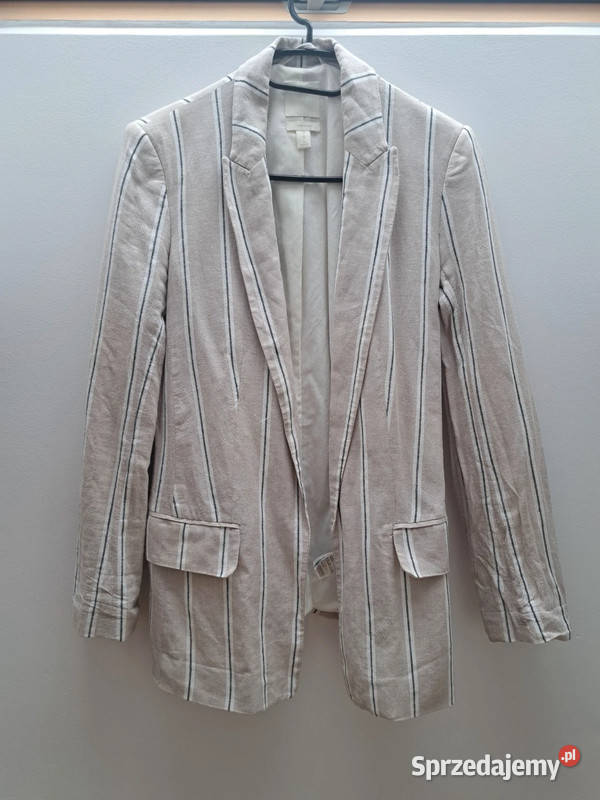 Lniany żakiet w paski HM rozmiar 34 pomorskie