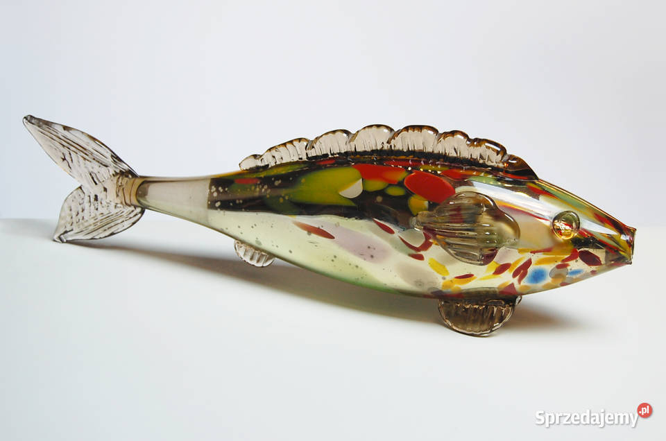 Ryba szklana figura 43 szkło barwione w masie Lublin