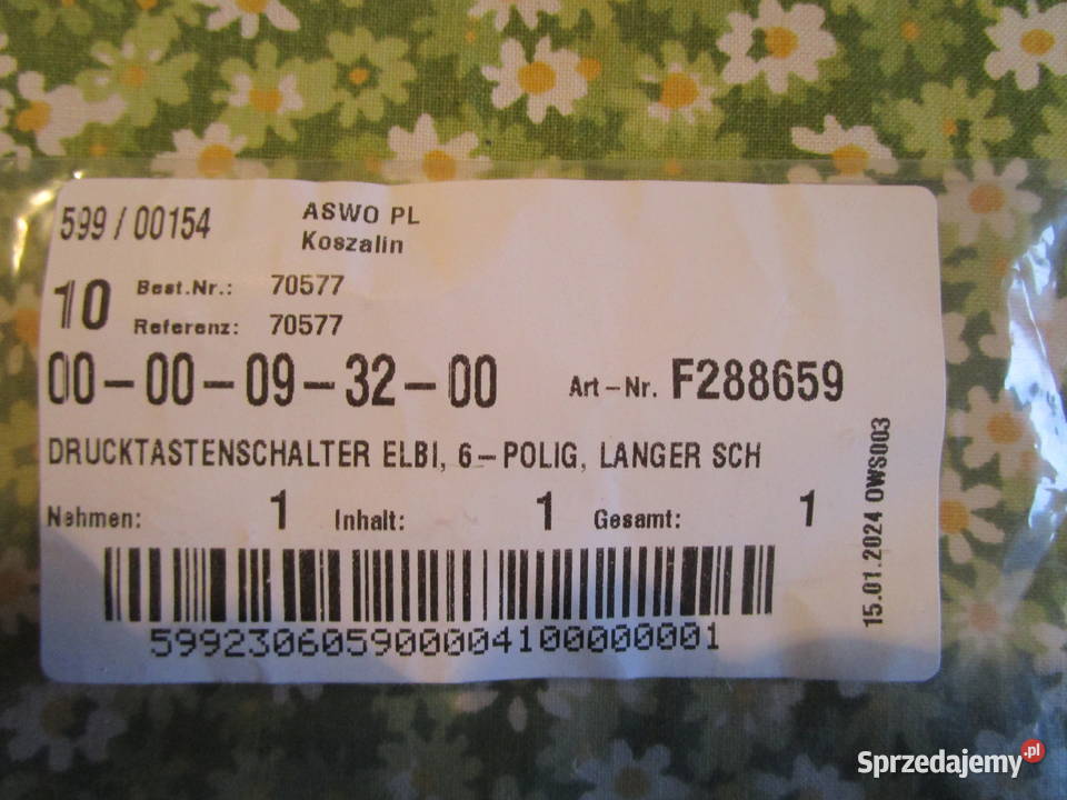 włącznik sieciowy 6 styków do pralki Zanussi sprzedam