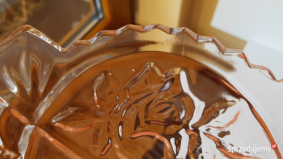 Żardiniera z różą 2 Ząbkowice kolorowe szkło PRL Dąbrowa Górnicza sprzedam