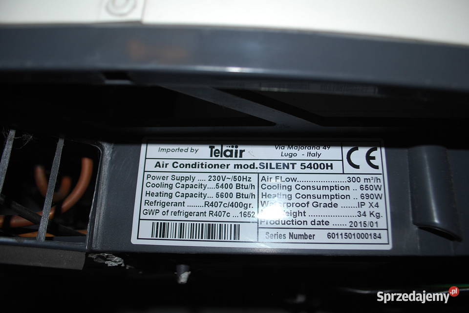 Klimatyzacja dachowa TELAIR SILENT 5400H do mazowieckie Grzebowilk sprzedam