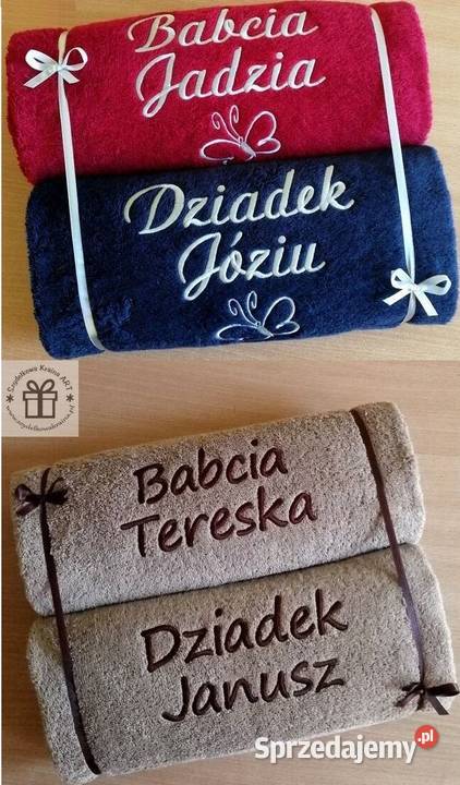 Ręcznik z HAFTEM napis PREZENT na DZIEŃ BABCI Toruń