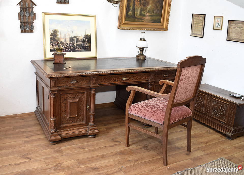 STARY DĘBOWY FOTEL DO BIURKA SOLIDNE KRZESŁO Meble Świdnica