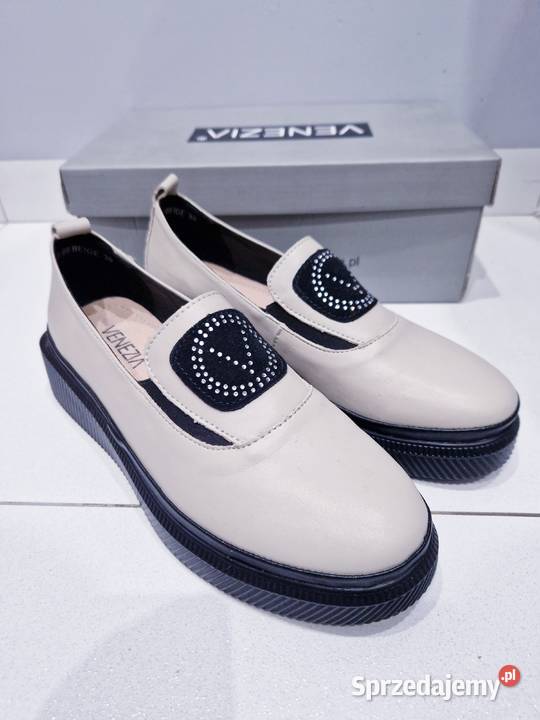 Damskie beżowe mokasyny Venezia