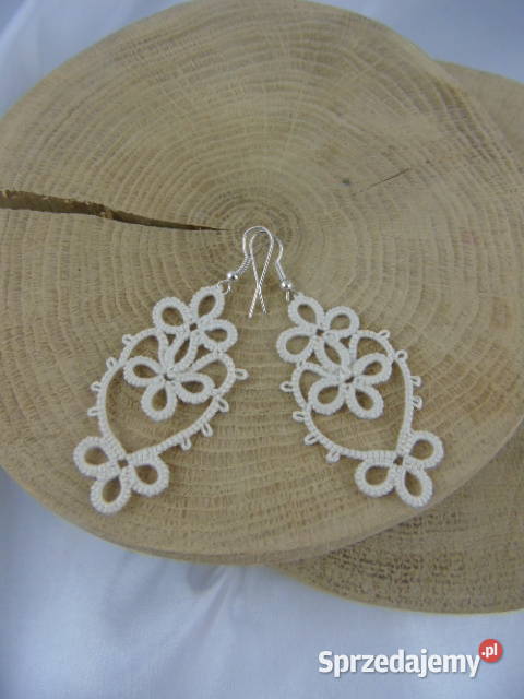 Kolczyki frywolitkowe różne wzory i kolory Wiśniowa