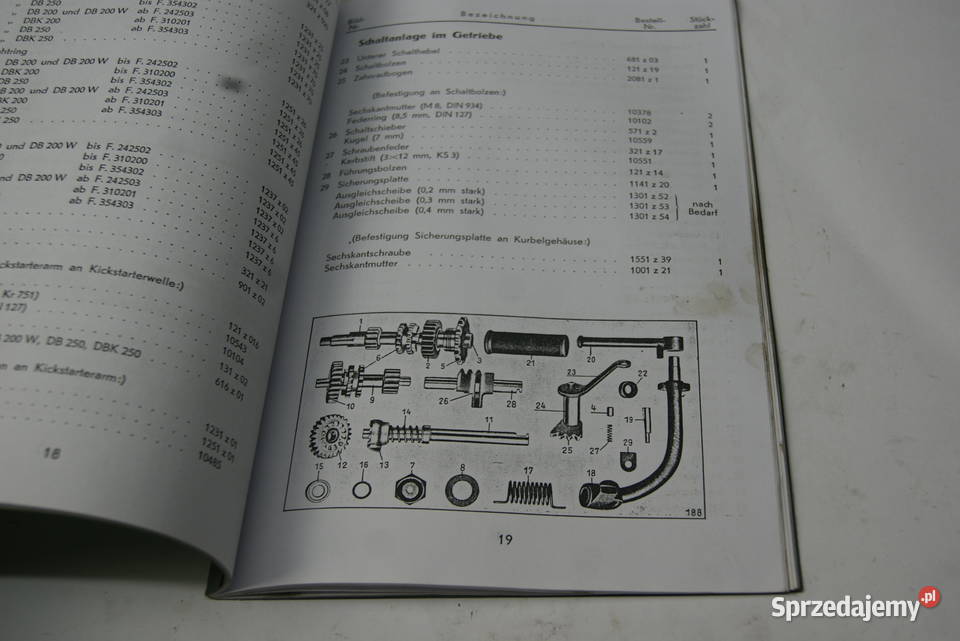 KATALOG CZĘŚĆI ZUNDAPP DB 200 DBK 200 DB 250 Rybnik sprzedam