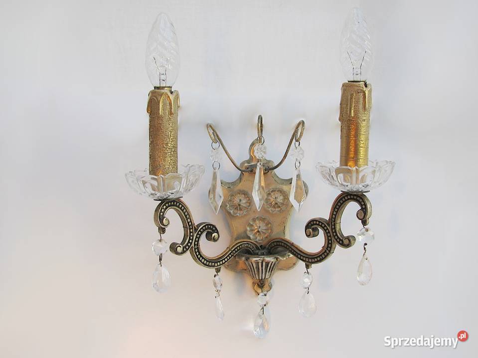Kinkiet mosiądz Kryształki III Szczecinek