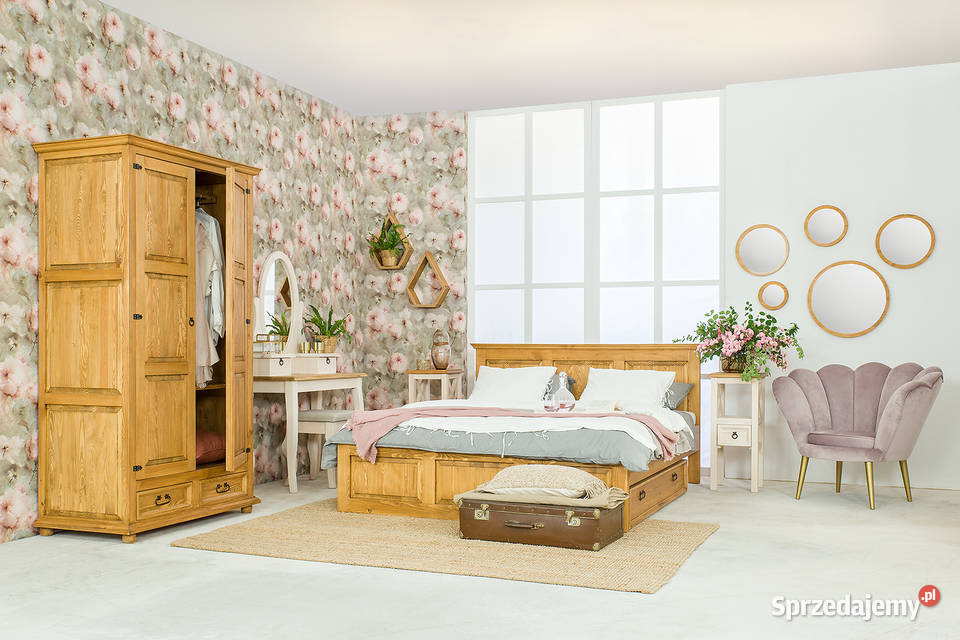 Drewniane łóżko sosnowe małżeńskie 180x200 do Maków Podhalański