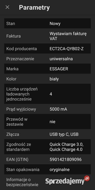 Ładowarka sieciowa 100 Watowa podkarpackie Krosno