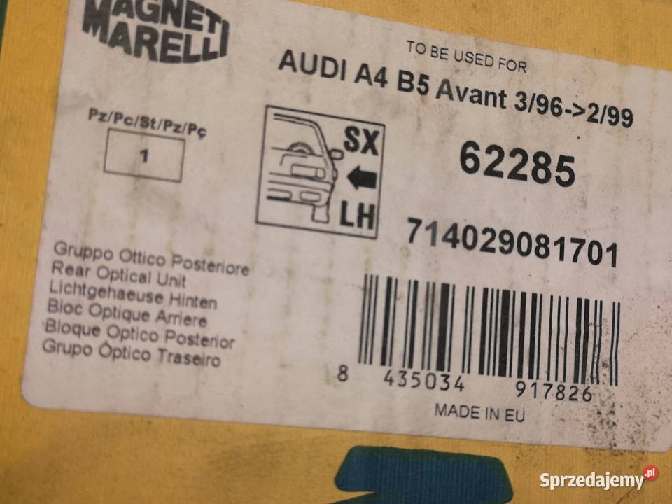 LAMPA LEWY TYŁ AUDI A4 B5 AVANT 19942001 NOWA osobowe