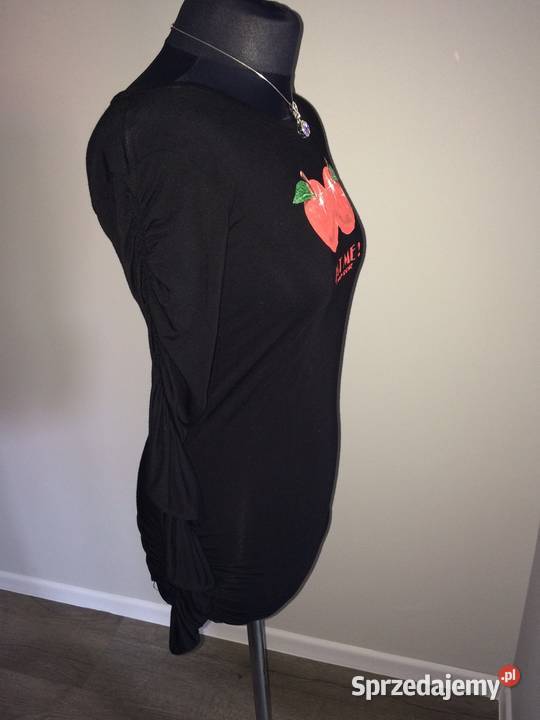 Czarna włoska bluzka wiskoza Denny Rose jabłko Nisko