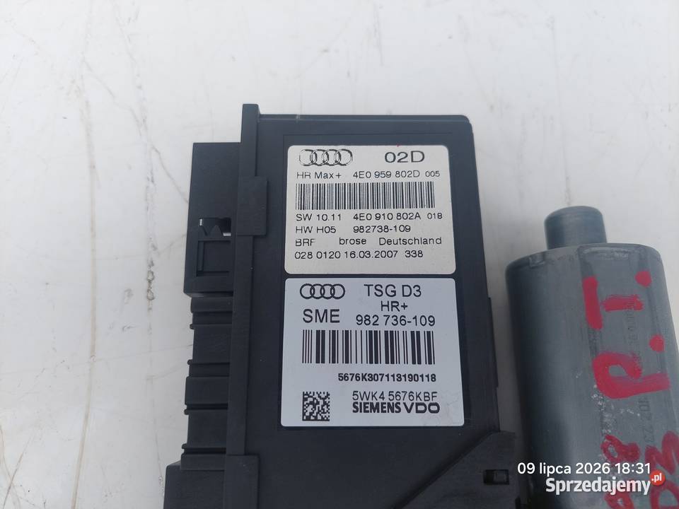 AUDI A8 D3 42 TDI 0510 SILNICZEK SZYBY PRAWY TYŁ Układ elektryczny, zapłon Włoszczowa