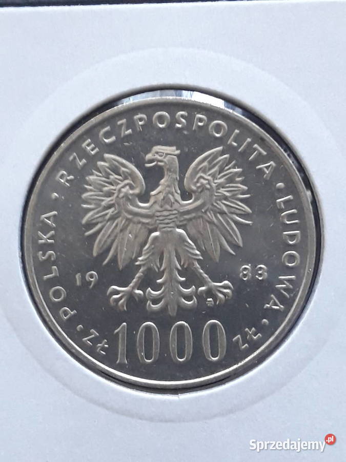1000 Papież Jan Paweł II 1983 r 7 UNC Konin