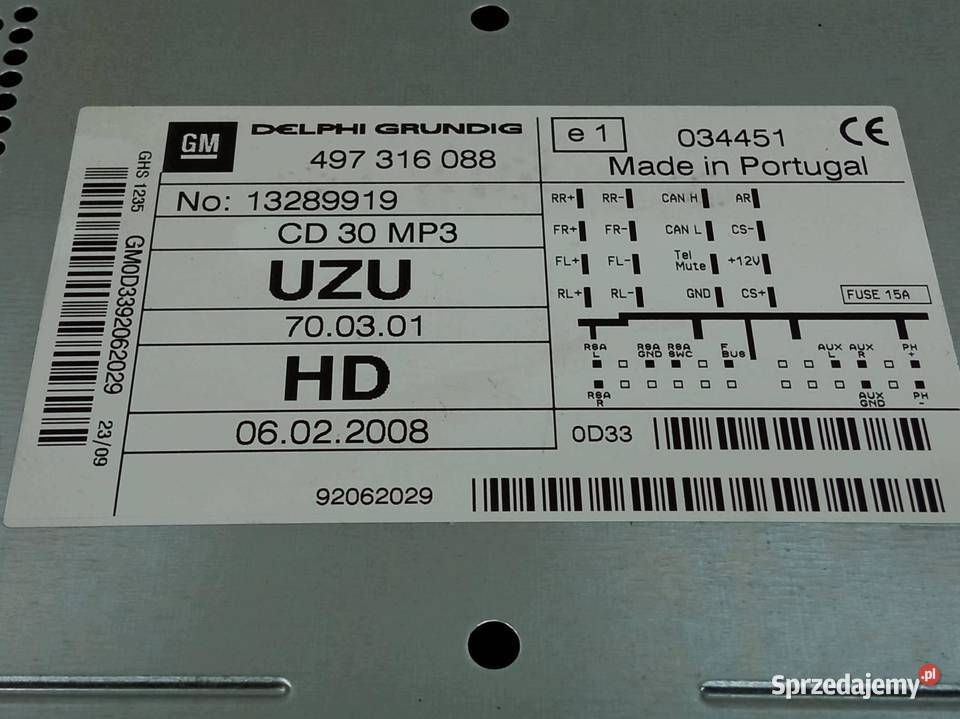 RADIO 13289919 Opel Corsa IV 20062014 D