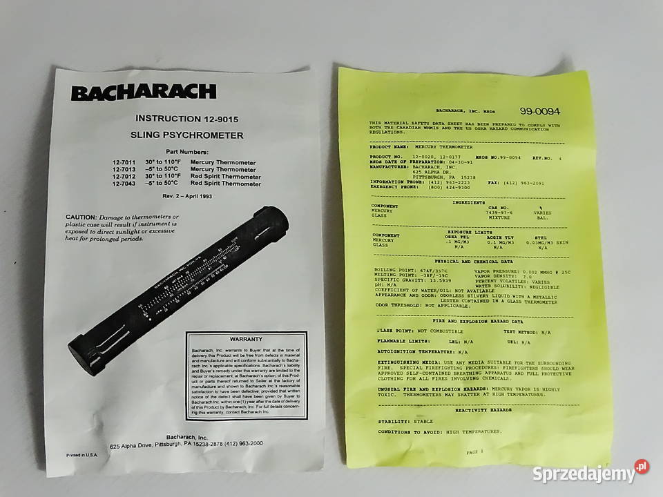 Psychrometr obrotowy Bacharach 127013 Sling Biłgoraj sprzedam