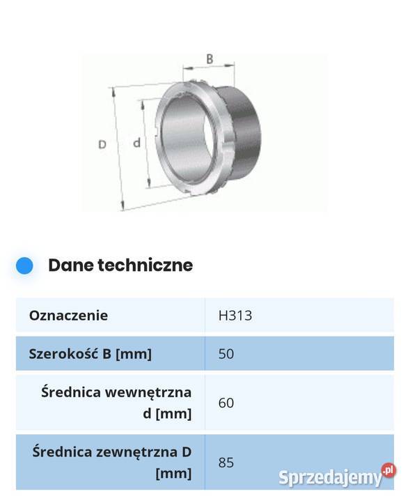 Tuleja wciągana SKF H 313 łożyska kół Niwka sprzedam