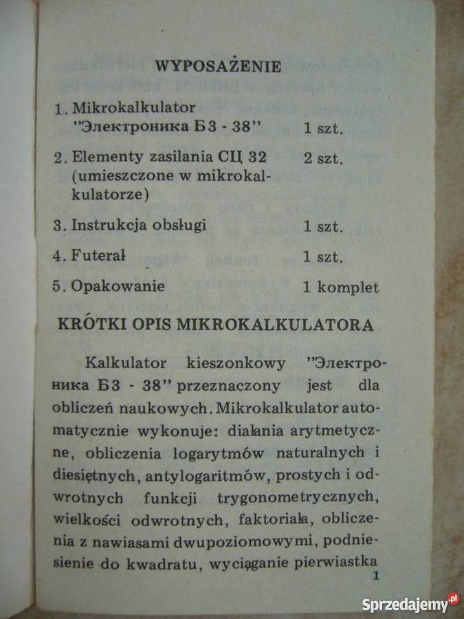 Instrukcja obsługi kalkulatora Elektronika B338 sprzedam
