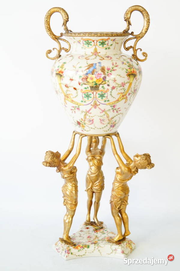 Porcelanowy wazon amfora trzy nimfy waza piękna Gizałki