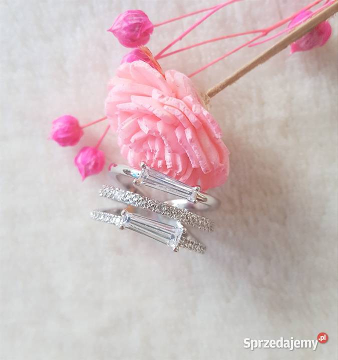 Pierścionek srebrny kolor białe złoto pozłacany Szczecin sprzedam