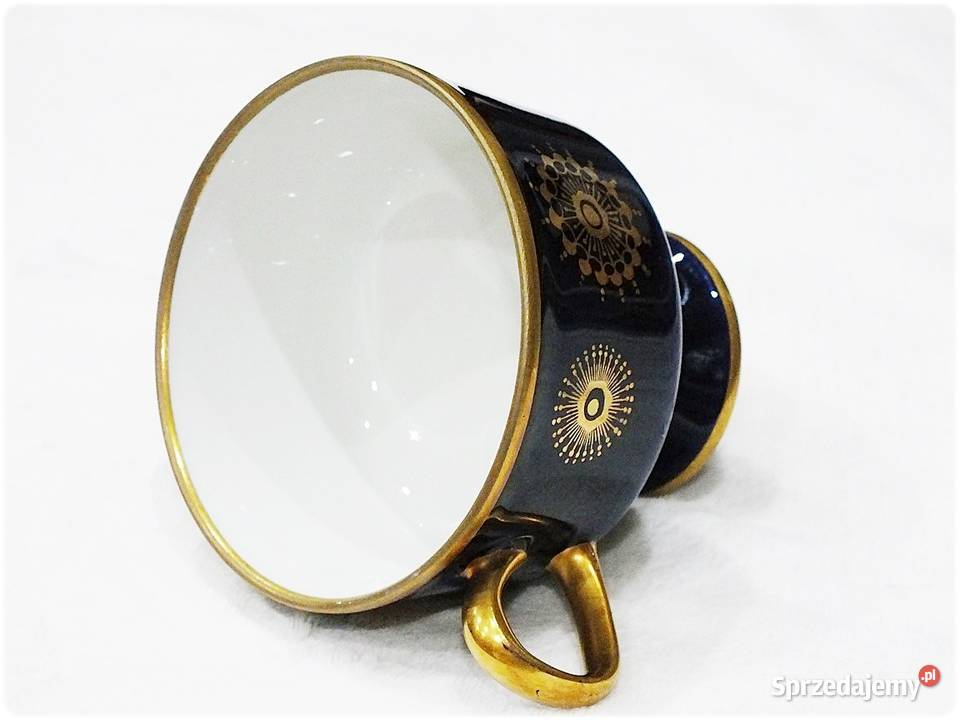 Filiżanka kobalt porcelana kobaltowa złota DDR Żary