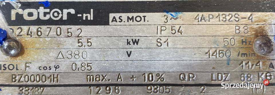 silnik elektryczny 55kW 1450obr 3fazowy sprzedam
